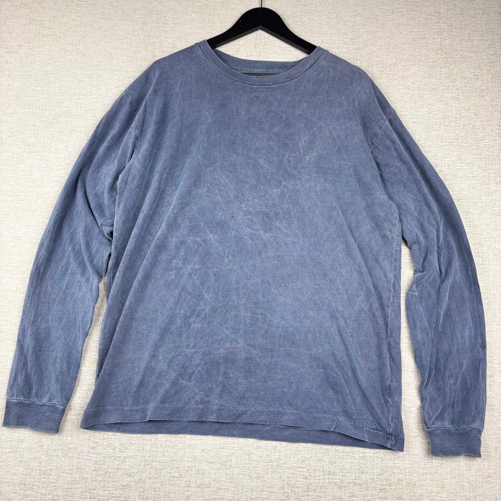 John Elliott Mens Long Sleeve University Tee Washed Blue Gray Size 3 L